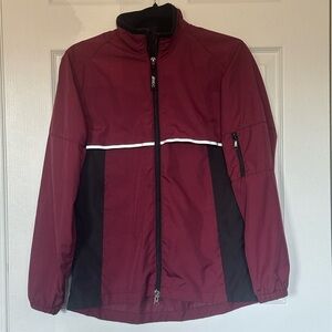 MEC Women’s Maroon Windbreaker Running Cycling Jacket Reflective Stripes | S